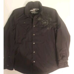 Helix Instinct Is A Virtue  Black‎ Button Down Shirt Goth Grunge Look XL